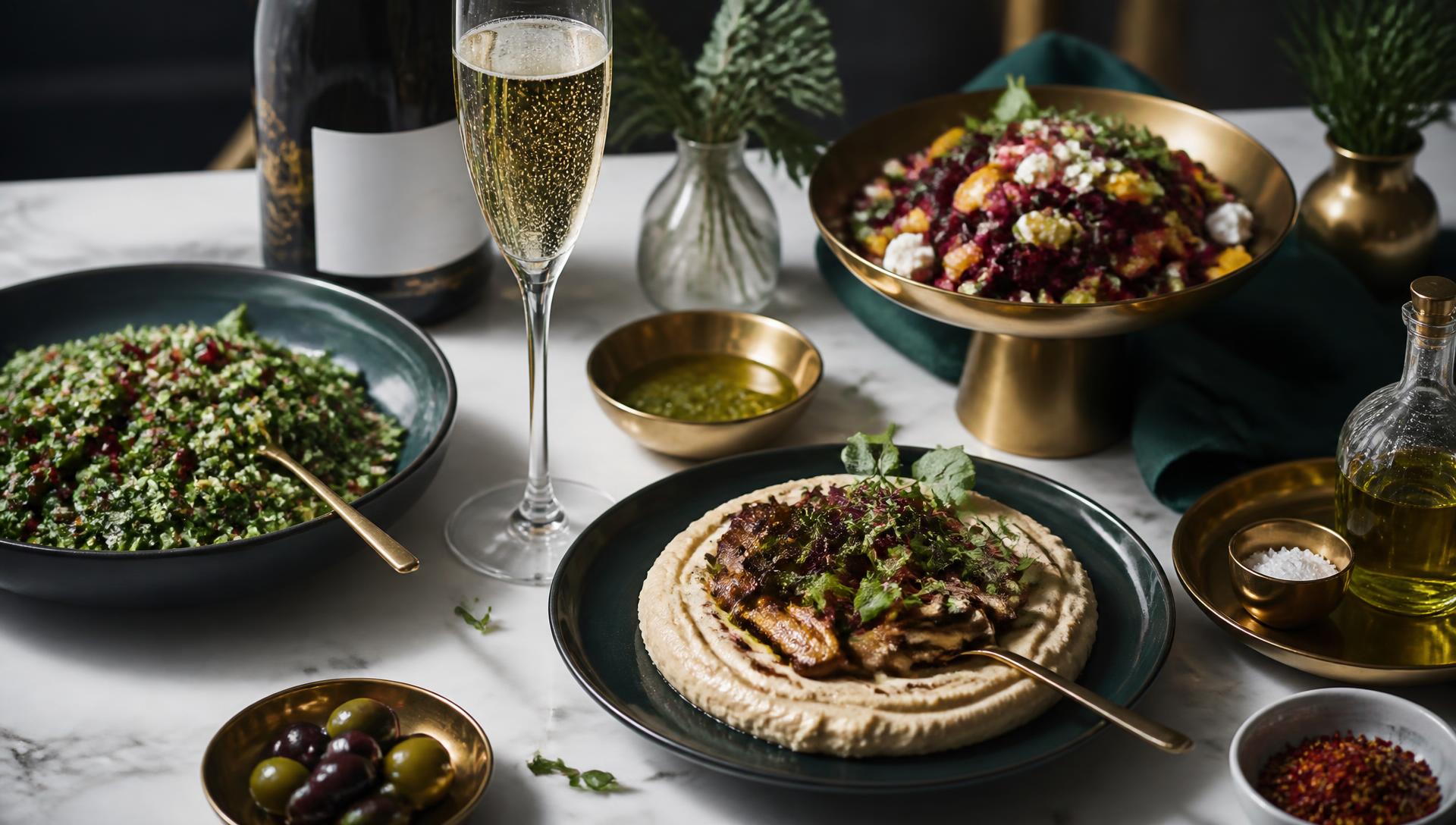 Curated table of clean, globally inspired dishes